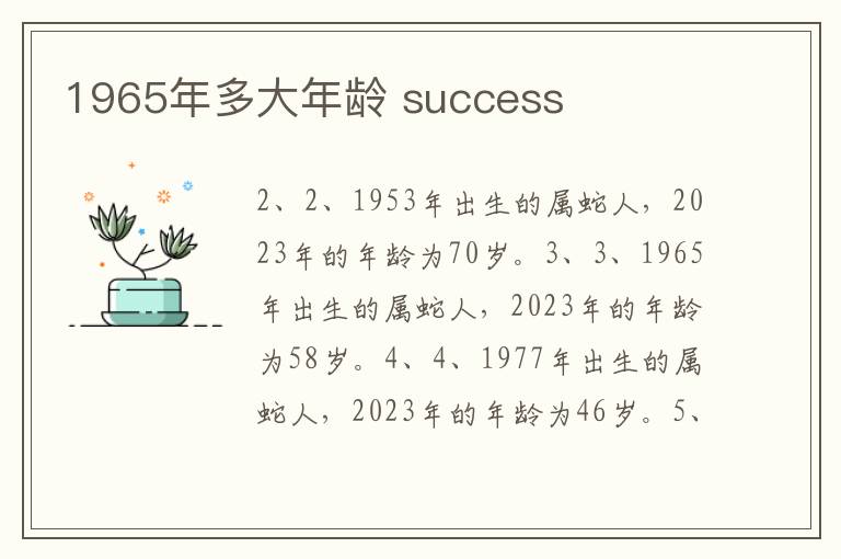 1965年多大年龄 success