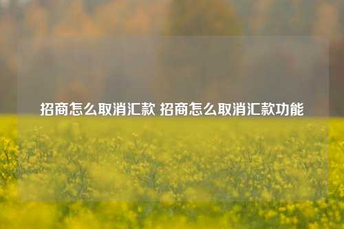 招商怎么取消汇款 招商怎么取消汇款功能